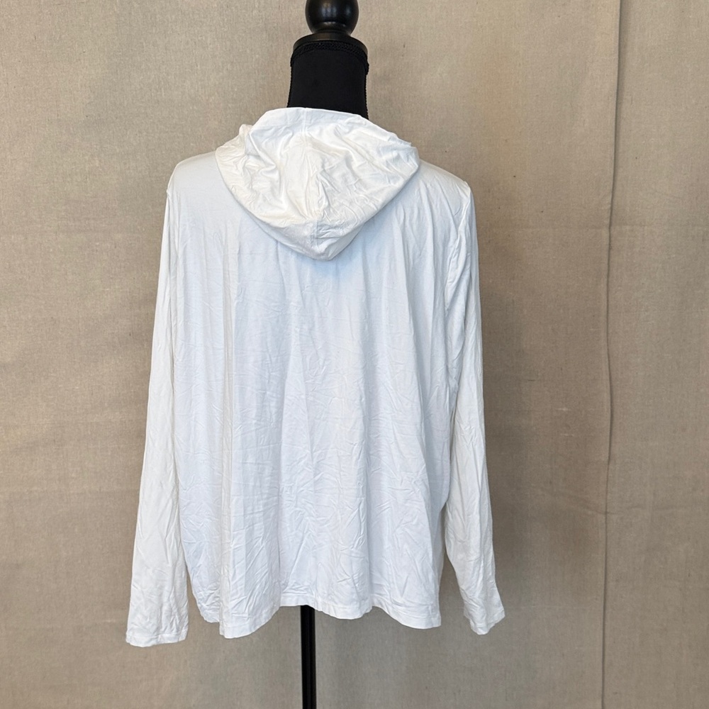Lands' End Women's White Hooded Swim Cover-Up Swim Shirt Size 2X Full Zip - Picture 6 of 11